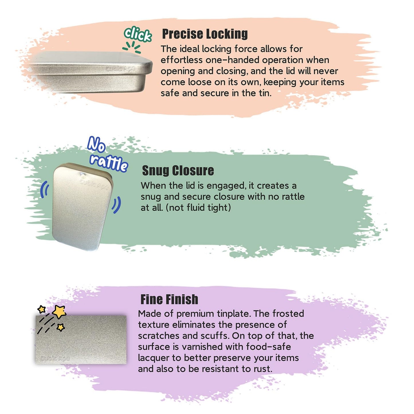 Cubic Ape Slide Top Tin Containers for Lip Balm, Solid Perfume (0.5 oz, 16-Pack, w/Labels) - (Small) Empty Cosmetics Metal Boxes with Sliding Lids (Frosted Silver)