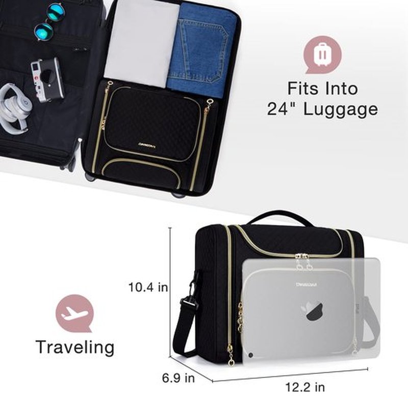 BAGSMART Toiletry Bag, Travel Toiletry Bag for Women, Water-resistant Cosmetic Makeup Bag, Large Capacity Door Room Essentials Travel Organizer for Full Sized Toiletries and Cosmetics, Blue