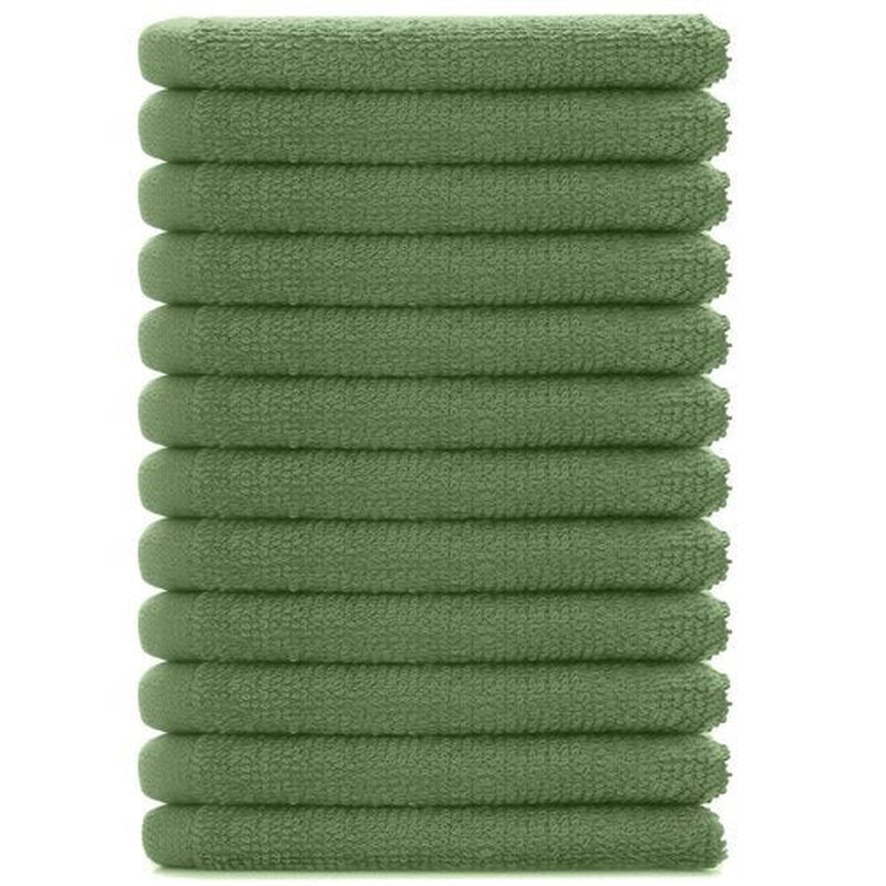 DAN RIVER 100% Cotton Washcloths 12 Pack Premium Quality Face and Body Cloth, Quick Dry Essential Towels for Bathroom, Hand, Kitchen & Cleaning, Baby Washcloths | 12X12 in | 400 GSM | Sage Green