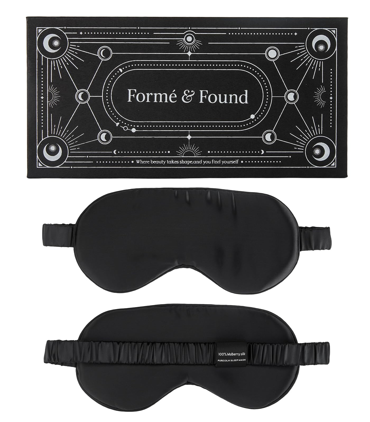 Formé & Found Formé & Found Luxury Silk Sleep Mask, 100% 6A Mulberry Silk Eye Mask for Sleeping, 22 Momme Weighted Sleep Mask for Men & Women, Eye Mask for Sleep, Blackout Sleeping Mask (Black)