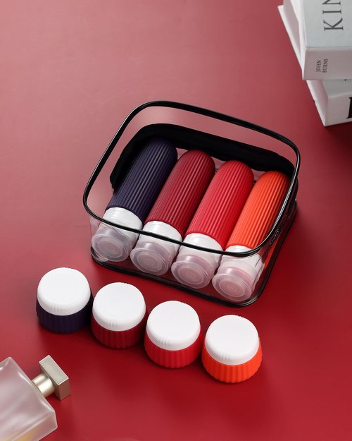 Mrsdry Travel Bottles for Toiletries 8 Pack, Tsa Approved Travel Size Toiletries 3 oz, Travel Containers for Toiletries, with Clear Bag, Leak Proof Silicone Squeezable Travel Essentials Creams Jars