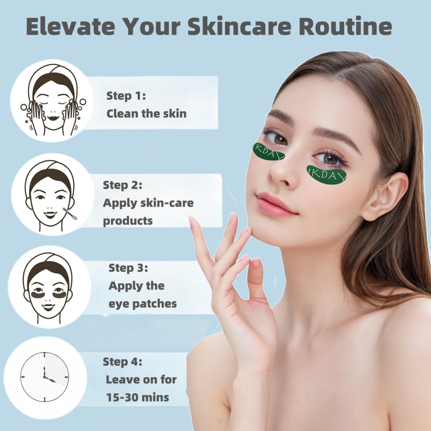 IKDAY Silicone Eye Patches Reusable Under Eye Patches | Forever Eye Mask Reusable Eye Gel Pads | Eye Patches for Wrinkles & Puffy Eyes & Dark Circles| Great Skincare Routine for Face (green-1 pair)