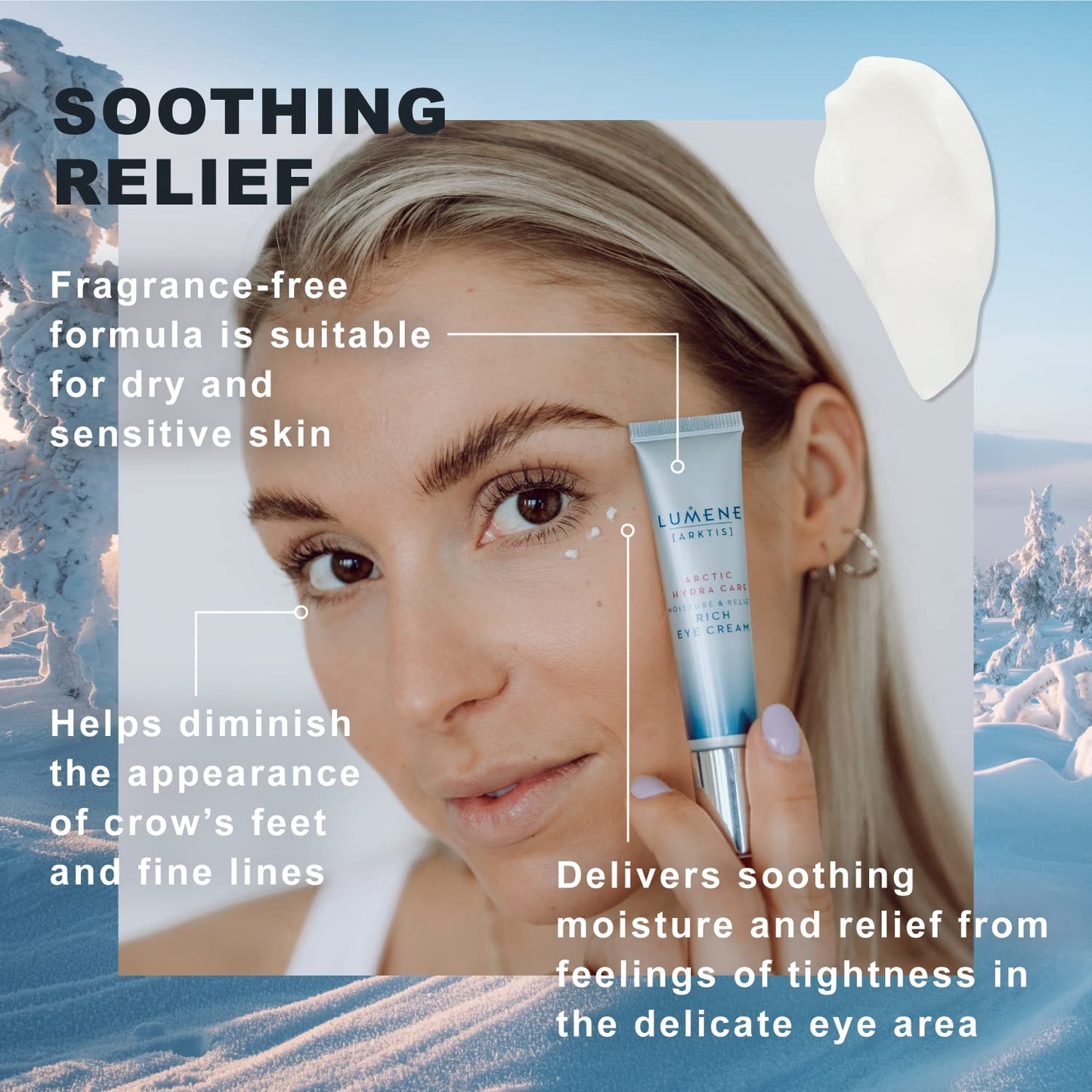 Lumene Arctic Hydra Care [Arktis] Moisture & Relief Rich Eye Cream, 0.5 Fl.oz, Fragrance Free Eye Cream for Dry and Sensitive Skin (81759)