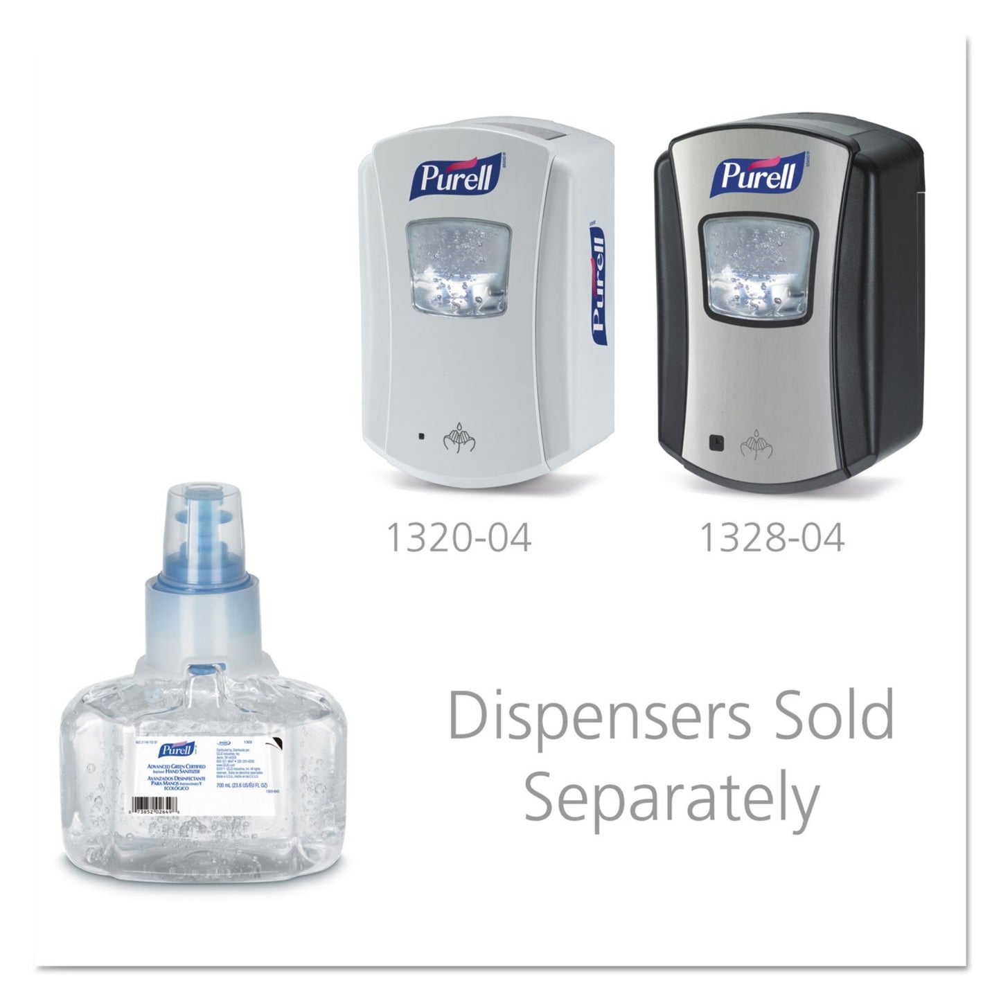 PURELL Advanced Hand Sanitizer Green Certified Gel, 700 mL Hand Sanitizer Refill for PURELL LTX-7 Touch-Free Dispenser (Pack of 3) - 1303-03