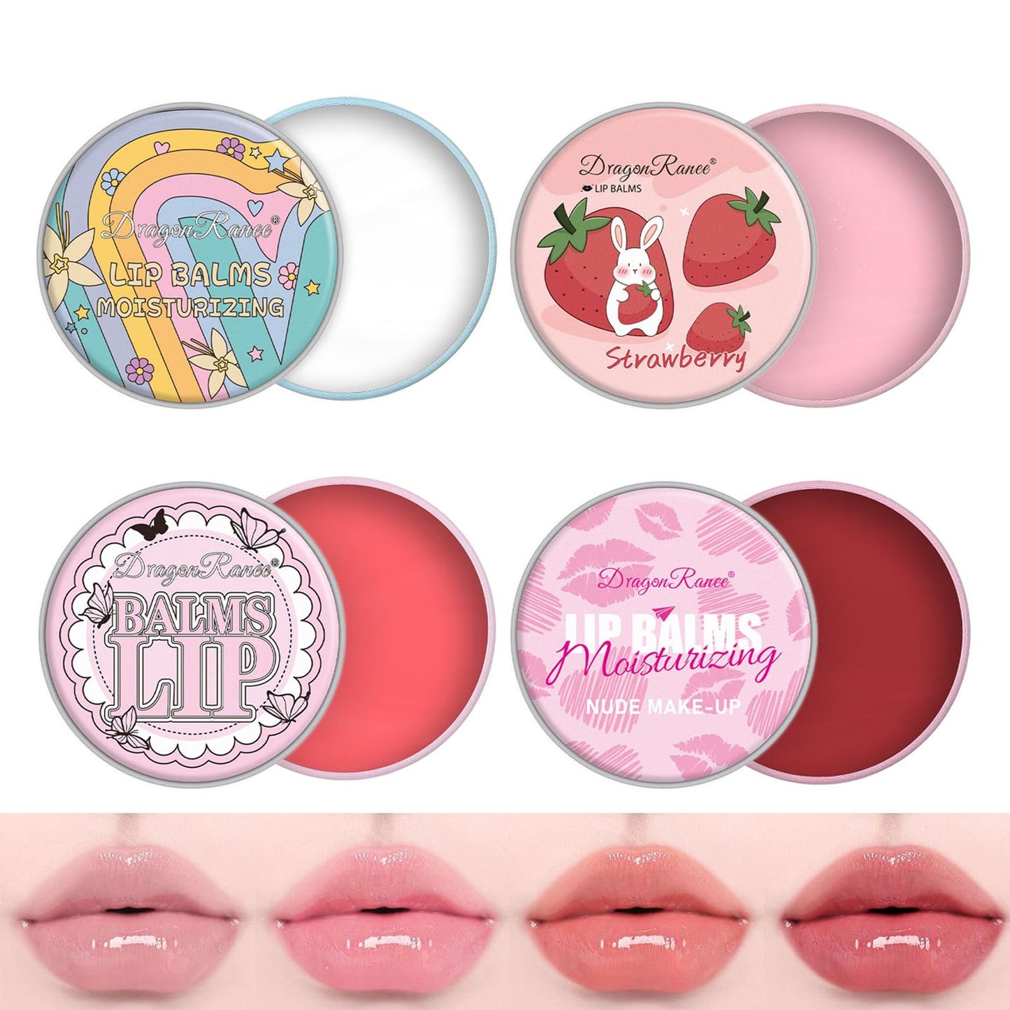 Domality 4PCS Lip Balm Set - Moisturizing & Hydrating Korean Lipstick for Lips, Prevention Dry and Cracked, Christmas Gifts for Soft & Smooth Lips