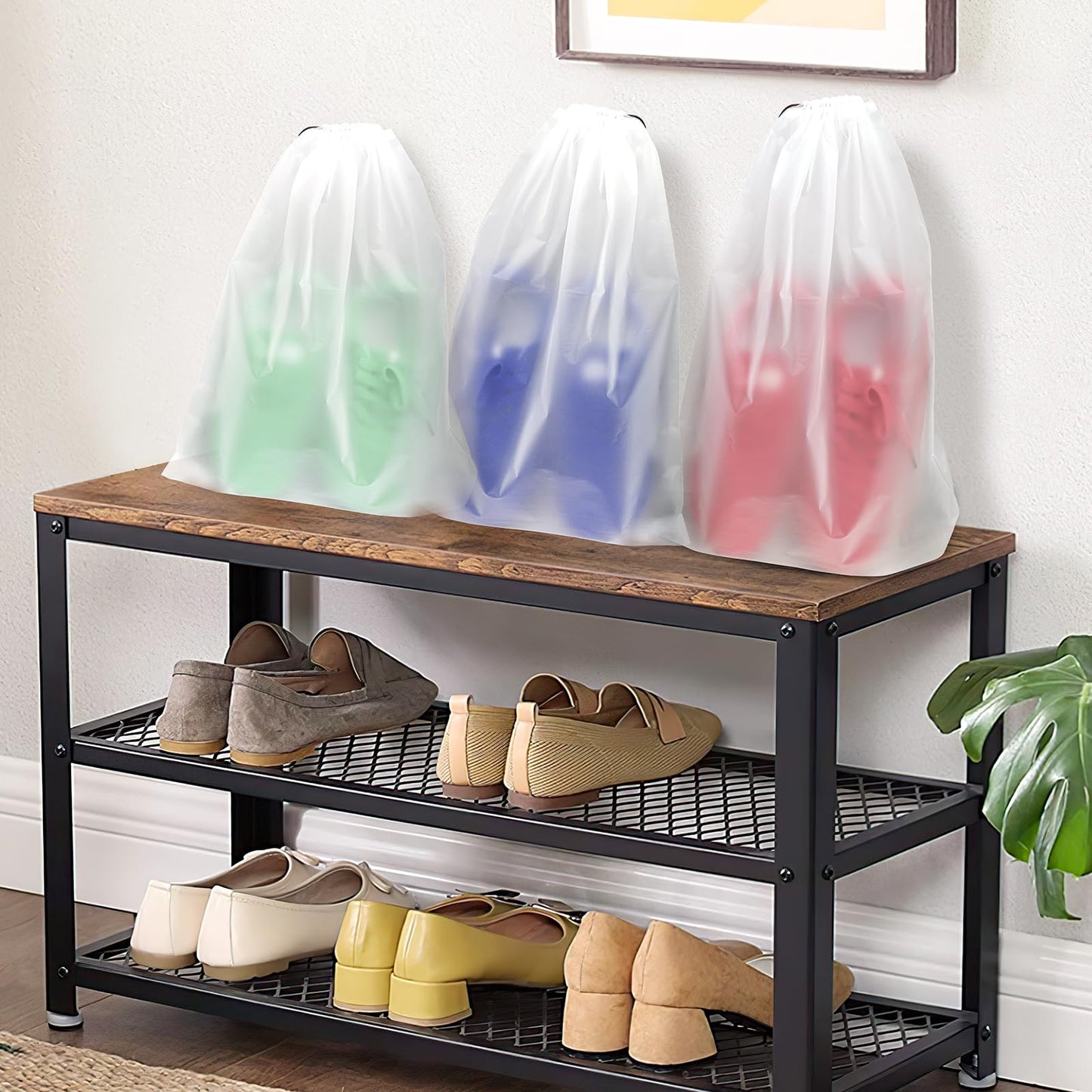 50 Pack Shoe Bags for Travel, 15.7" x 11.8" Large Clear Travel Shoe Bag Vacation Essentials Cruise Essentials Portable Drawstring Packing for Men & Women