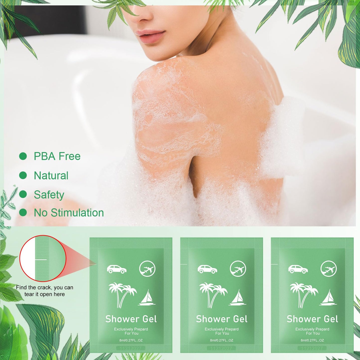 fafortune Travel Size Body Wash Bulk,Verbena Scent,0.28 fl oz (8ml) Small Size Mini body wash,Hotel Supplies Bulk for Guests Airbnbs Homes Resorts Offices and Gyms (pack of 100, verbena)