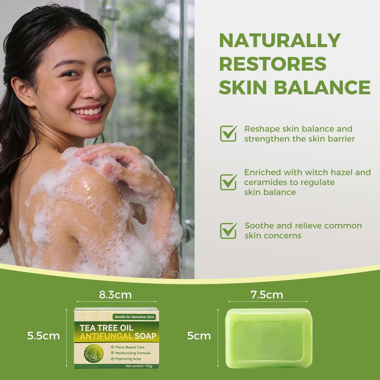 MUREND Tea Tree Soap, Relief Oil Soap Bar Infused with Tea Tree Oil, Foot & Body Soaps for Healthy Skin, Addresses Skin Irritations, Deep Pore Cleansing, Gentle Exfoliating Soap Bar for Men Women
