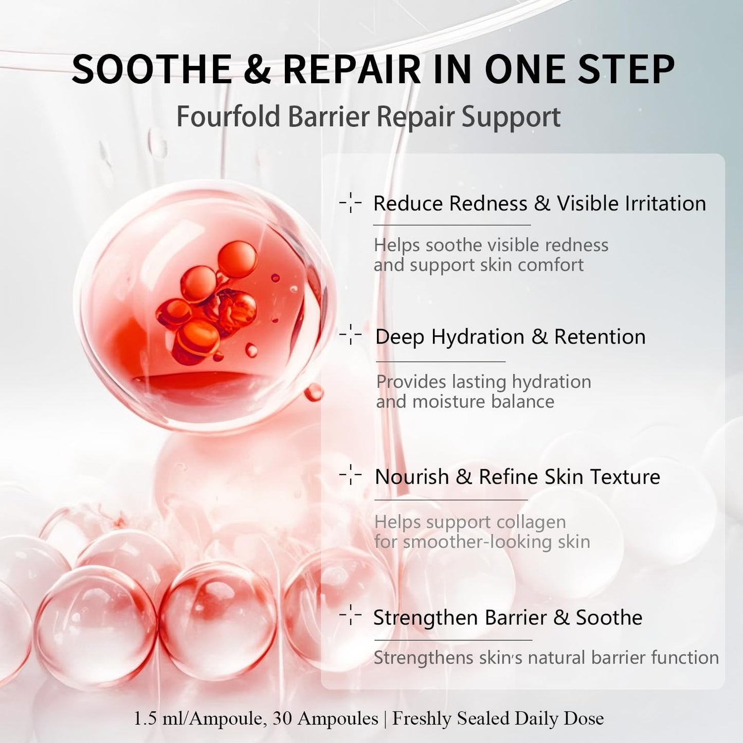 Vitamin B12 Serum for Face - Vitamin B Complex Ampoule with Glutathione, Hyaluronic Acid, Glycine&Arginine, Antioxidant Brightening Hydrating Face Serum for Dry, Sensitive Skin, 1.5ml x 30