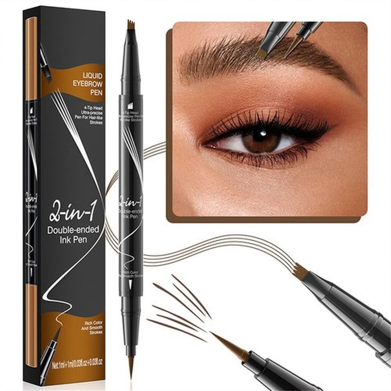 Forked Dual-Ended Liquid Eyebrow Pencil, Lilyrhyme Forked Dual-Ended Liquid Eyebrow Pencil, Hellokiss Microblading Eyebrow Pen Waterproof, Double Head Liquid Eyebrow Pencil