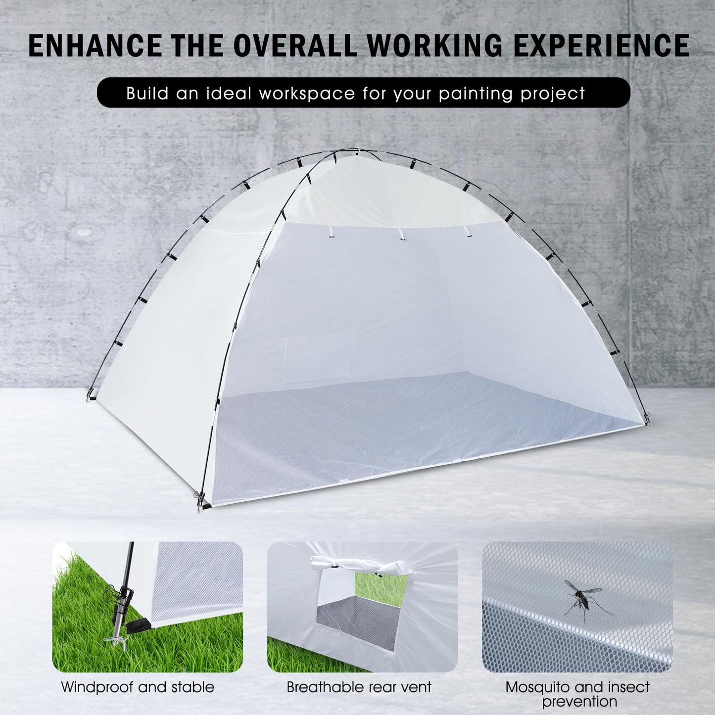 Portable Paint Booth Tent,Siebwin 10(L)x8(W)x6.2(H)ft Larger Spray Paint Tents with Built-in Floor&Mesh Screen&Windproof Hooks,Painting Tent Station for Furniture DIY Hobby Tool,Spray Paint Shelter