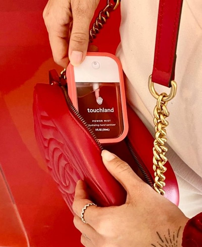 Touchland Mist Case for Power Mist and Glow Mist (1FL OZ), Protective and Stylish Hand Sanitizer Spray Accessory, Silicone Case with Keyring, Candy Red