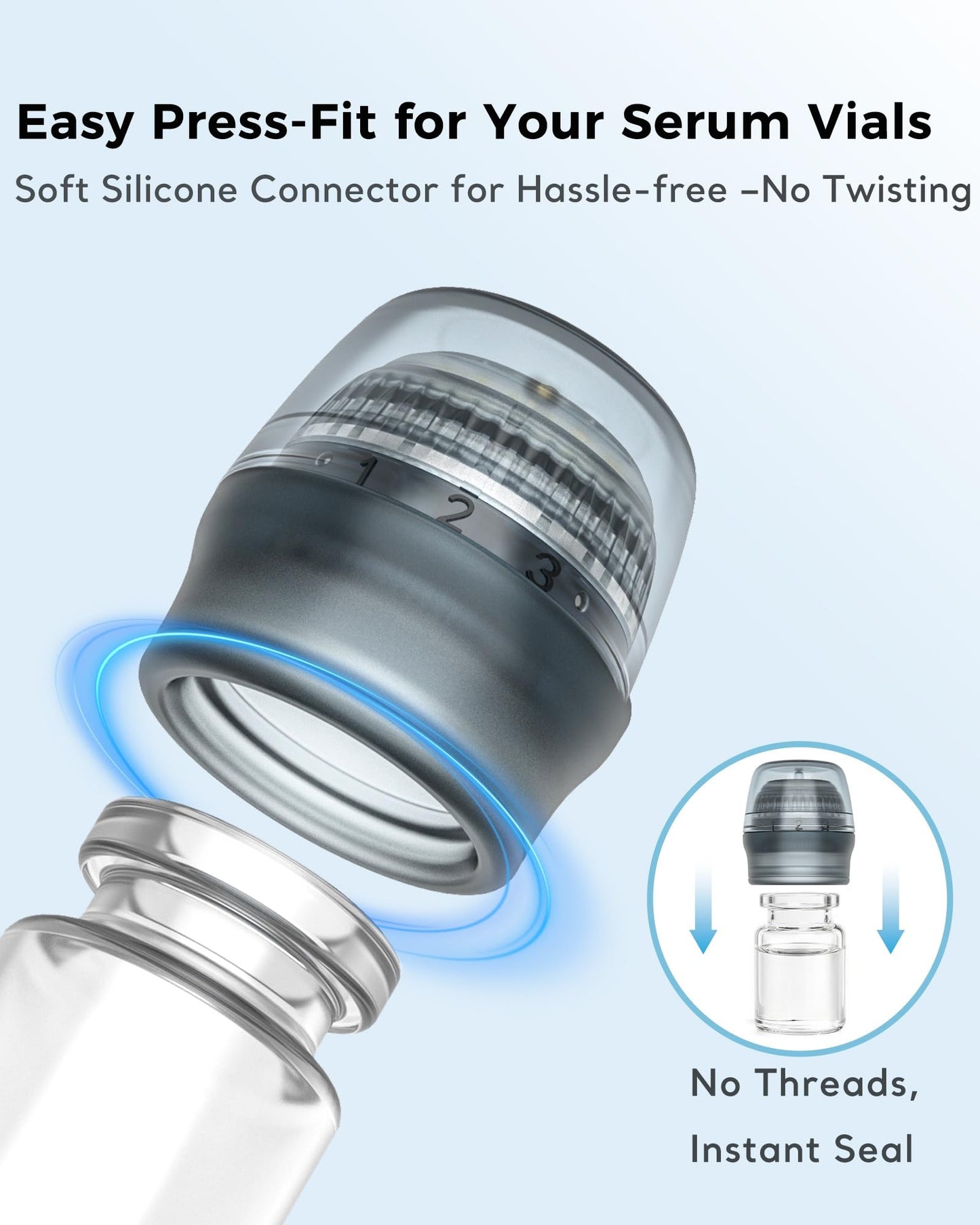 Micro Infusion Needles System Serum Applicator, 0.25mm Titanium Microneedling Derma Stamp with 2 Replacement Heads for Women and Men (Serum is Not Included)