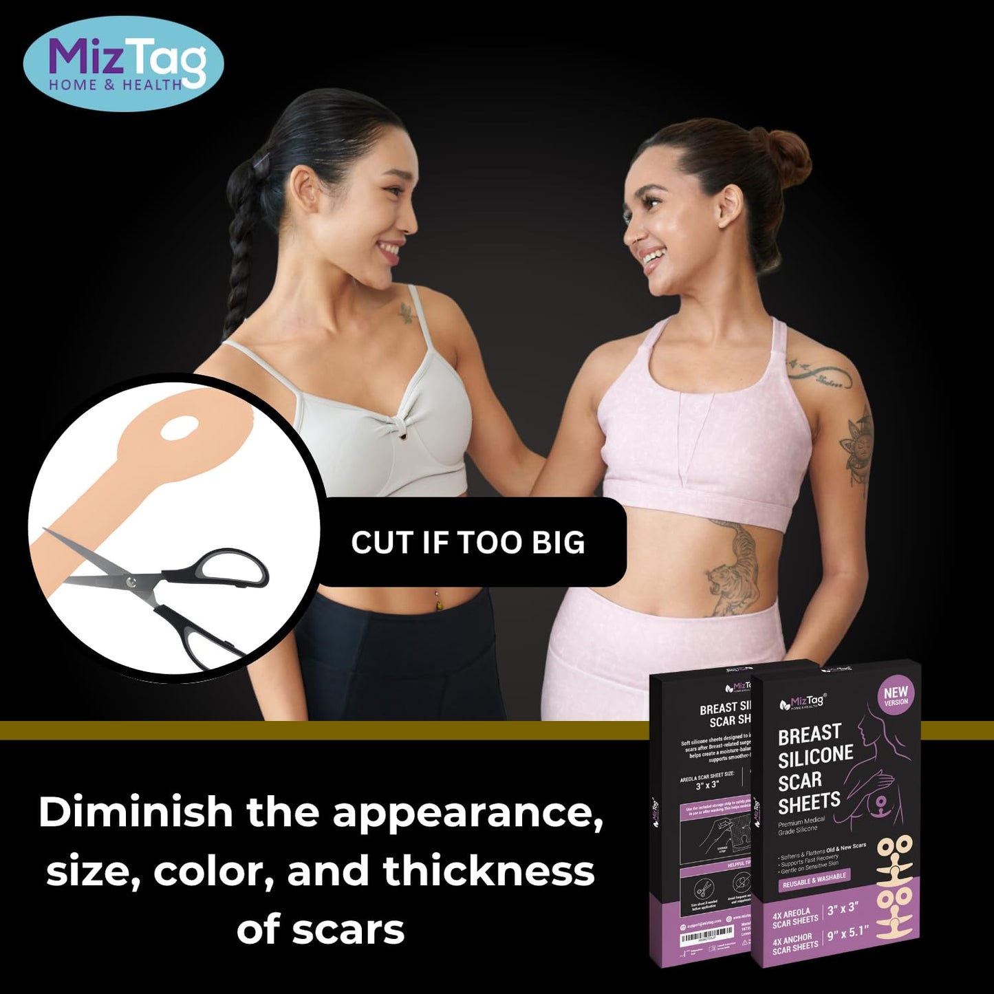 Breast reduction recovery supplies after surgery needs - Silicone scar sheets for surgical scars - Comfortable under Post op Bra