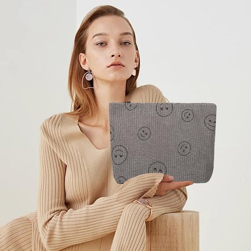 Wudimeitt Cosmetic bag Makeup bag Preppy Cute Corduroy Toiletry bag for women travel essentials (greygrey)