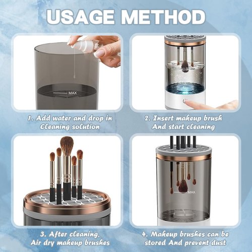 Rinse Hero - Rinse Hero Brush Cleaner, 2025 New Rinse Hero Makeup Brush Cleaner, Rinse Hero Automatic Spinning Cosmetic Tool for Deep Cleaning All Types of Brushes Set (Plug-in * White)