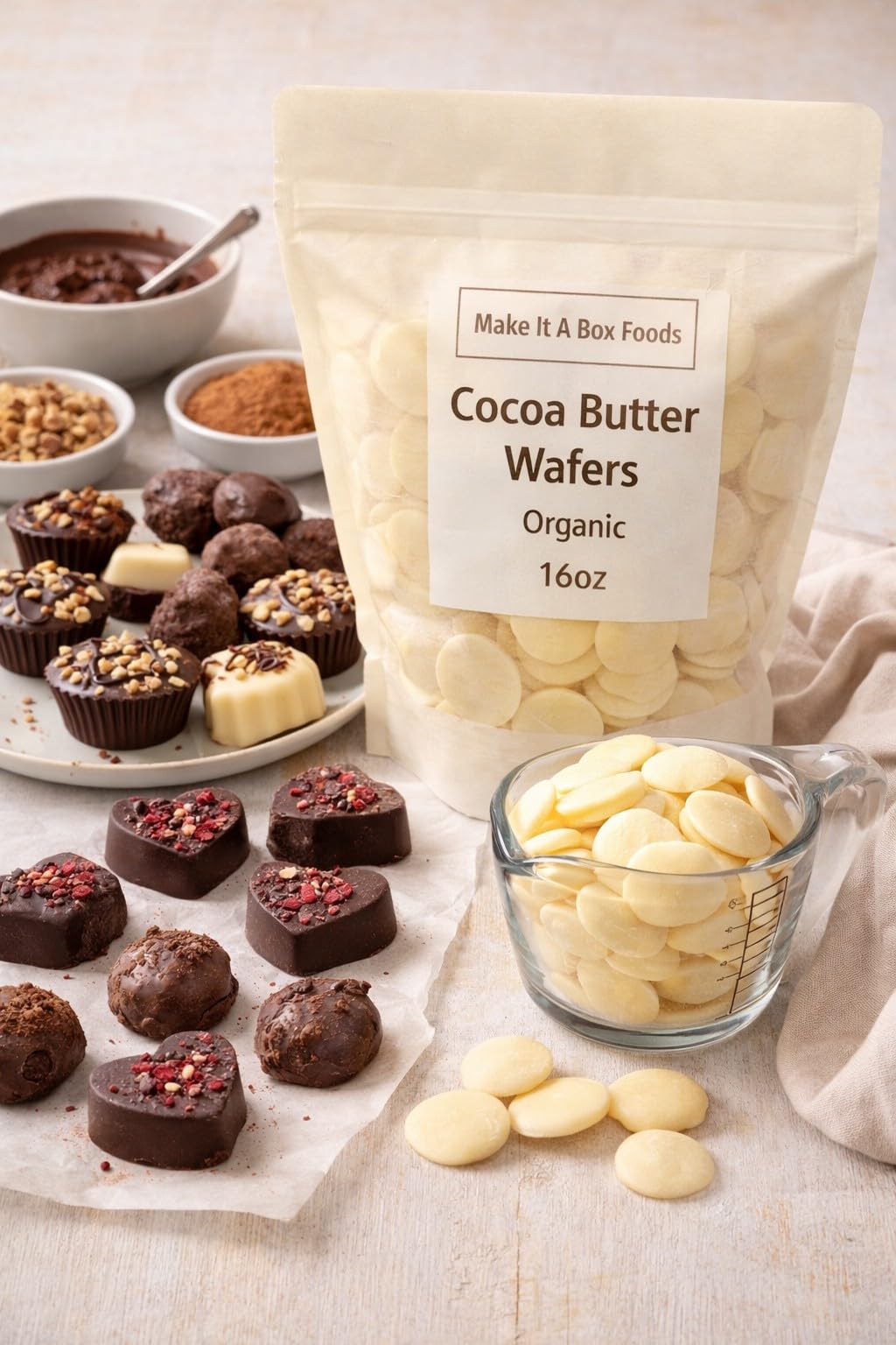 Cocoa Butter Wafers, Organic, 1LB