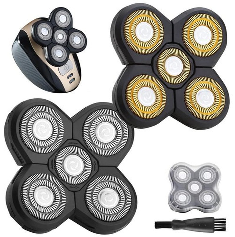 FOXSONIC 2 Universal 5 Blades Head Shaver Replacement Heads for Head Shaver, Head Shaver Replacement Blades
