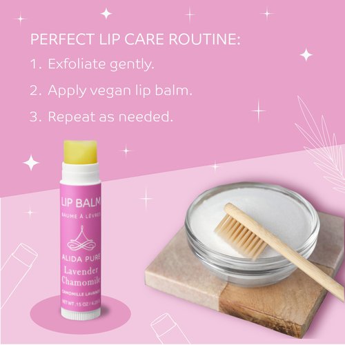 Vegan Lip Balm by PURE + SIMPLE Lavender Chamomile Lip Balm Collection, Cruelty Free Chapstick, Moisturize Dry, ed, or Chapped, Lips, 5 Tube Set.