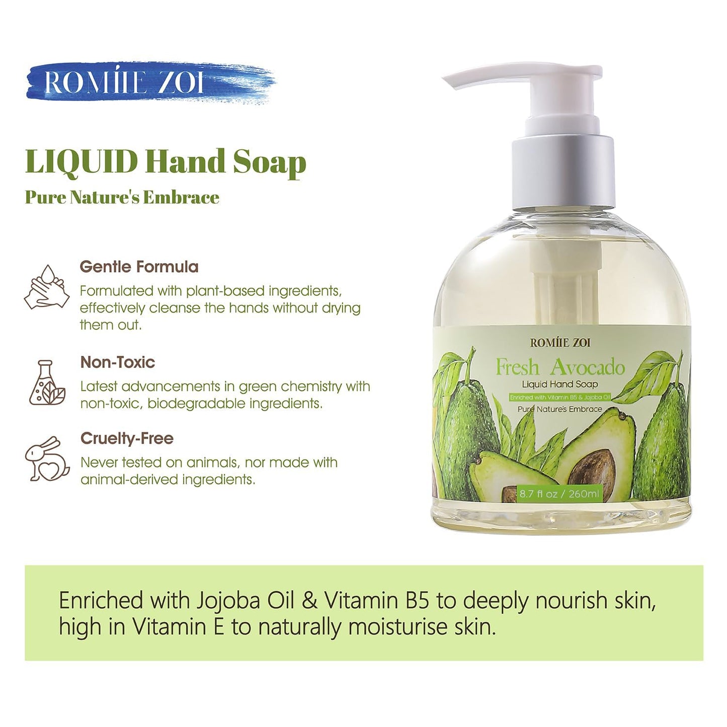Liquid Hand Soap - Avocado Scent in Elegant Gift Box | 260ml / 8.7 fl. oz