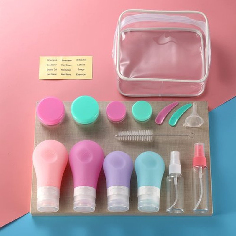 Gemice 16 Pack Travel Bottles Set for Toiletries, TSA Approved Travel Size Containers Leak Proof Silicone Squeezable Travel Accessories 2oz 3oz for Shampoo Conditioner Lotion Body Wash
