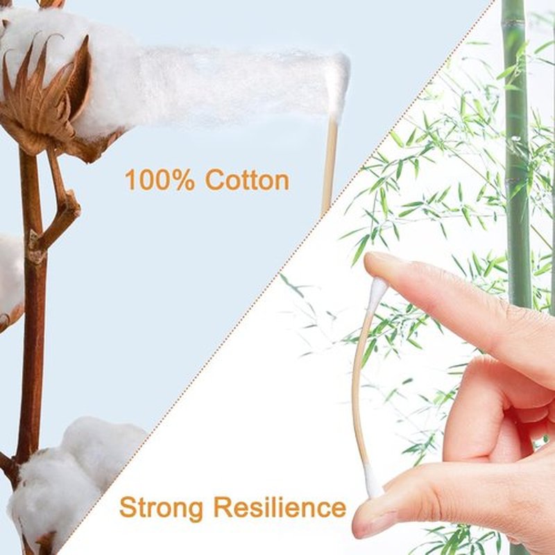 Premium Pointed and Round Tip Cotton Swabs - 1000 Count with Bamboo Sticks - Hypoallergenic and Biodegradable - Ideal for Precision Cleaning, Makeup, and Personal Care