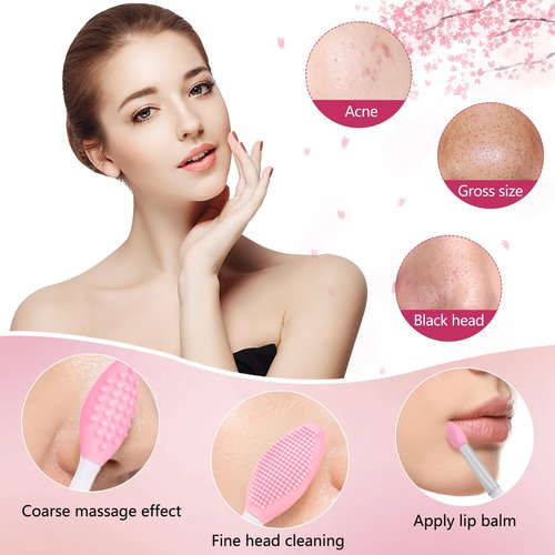 Silicone Face Scrubber, 2pcs Exfoliating Lip Brush, 1pcs Cleansing Brush,2pcs Face Mask Brush Exfoliator Blackhead Skin Care Tool