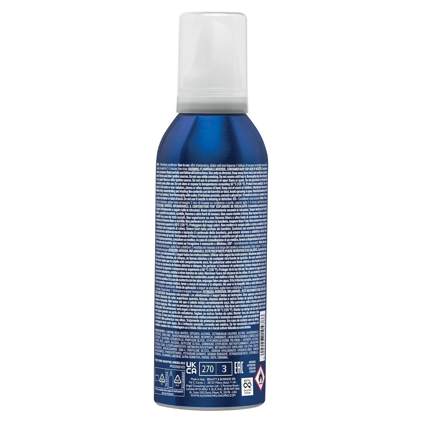 Alfaparf Milano Volume Mousse Conditioner for Fine Hair - Anti-Frizz & Thickening Foam, Sulfate-Free, Salon Quality (6.76 Fl Oz)