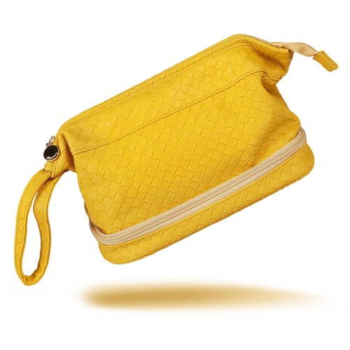Abiudeng Large Makeup Bag,Double Layer Cosmetic Bag,Travel Makeup Bag,Leather Makeup Bag, Cosmetic Travel Bags,Portable Leather Toiletry Bag,Roomy Cosmetic Bag for Women and Girls