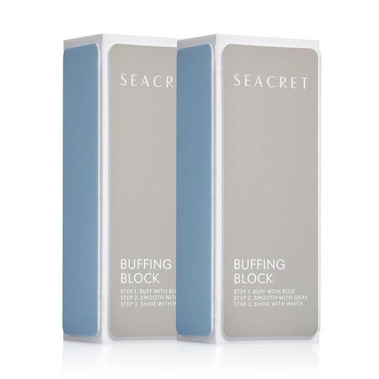 SEACRET Nail Buffer Block - 3-Way Salon Shine for Natural Nails, Smooths Ridges & Buffs to Glossy Finish Without Polish - Korean Made - Manicure & Pedicure, Pack of 2