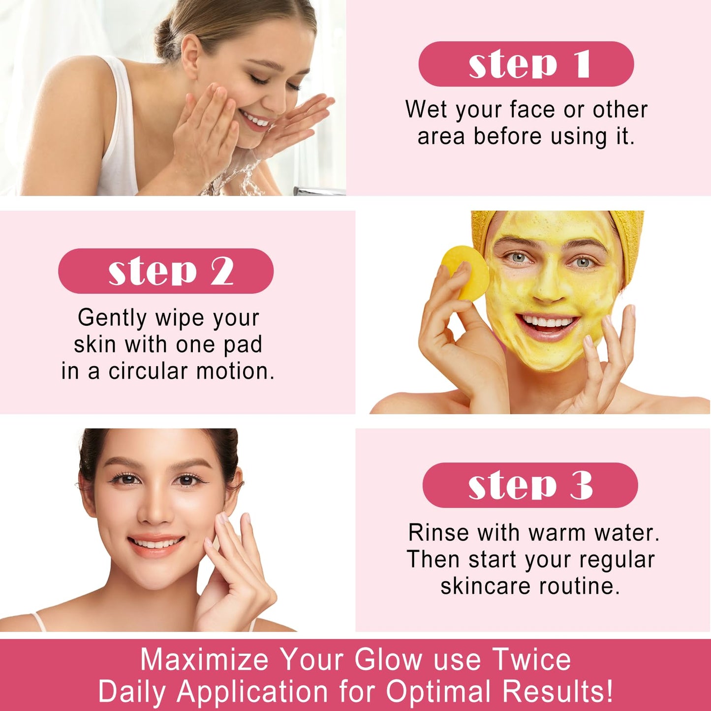 Kojic Acid and Turmeric Cleansing Pads 40Pcs, Turmeric Kojic Acid Pads for Acne Scars Face and Firming Skin, Deep Clean Pores,Exfoliating, Enriched Vitamin C, Gentle & Non-Irritating for Face Body
