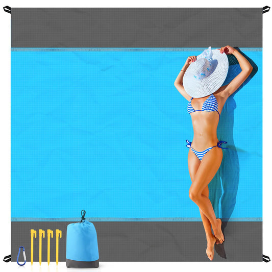 EASYFUN Beach Blanket Sandproof Oversized, 79''×83'' Extra Large Beach Mat, Portable Picnic Mat for Travel Camping Hiking, Lightweight Beach Essentials Family Water Resistant Mat