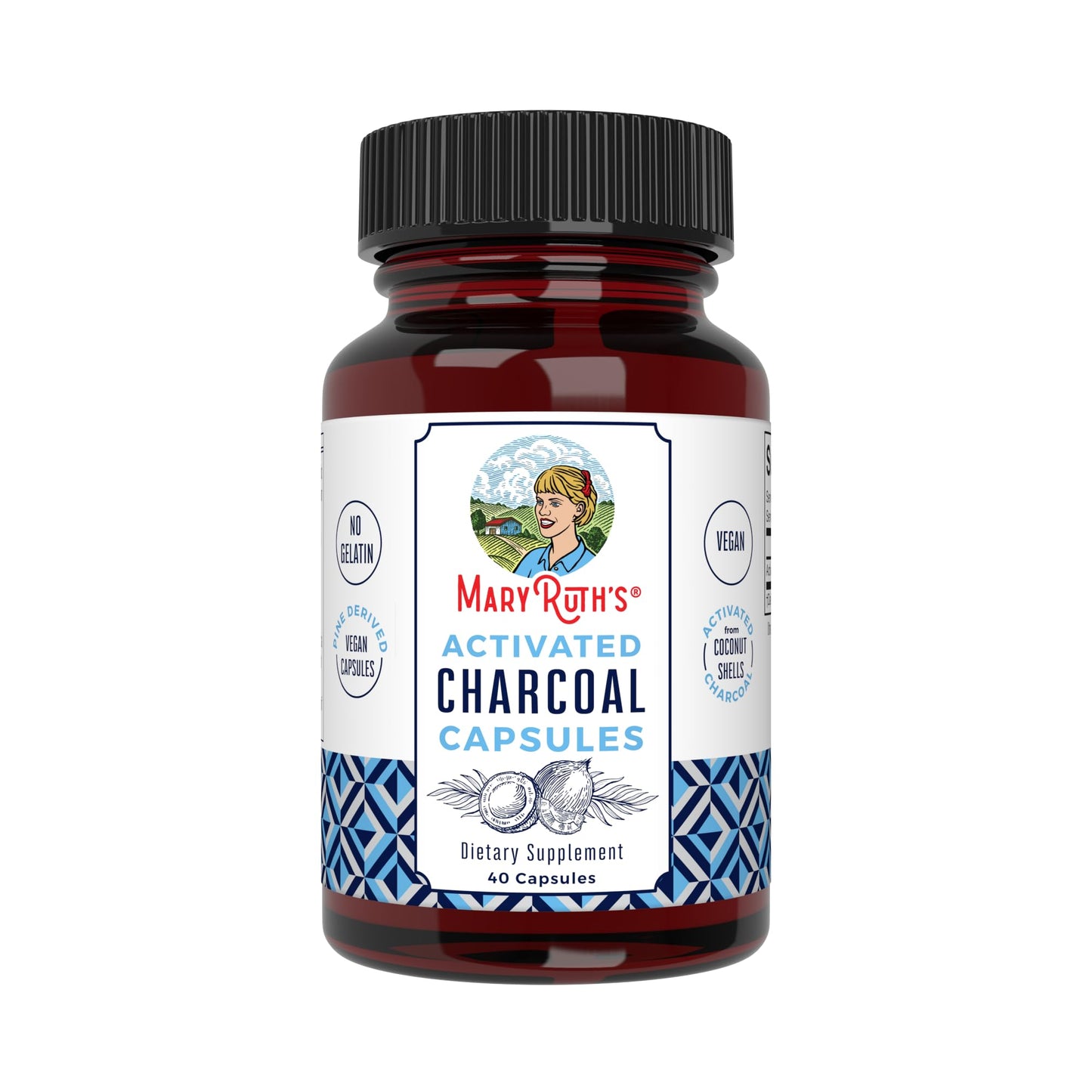 MARYRUTH'S Activated Charcoal Capsules, 950 mg, Non-GMO, Vegan, 40 Count
