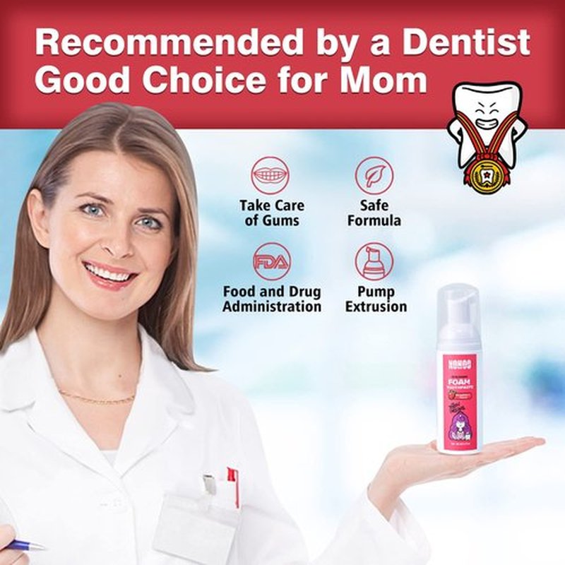 NOHOO Kids Foam Toothpaste with Fruit Flavor,Fluoride Free Natural Formul, Foam Toothpaste for Electric Toothbrush,Suitable for Toddler's Oral Cleaning and Cavity Prevention (2Strawberry+2Peach)