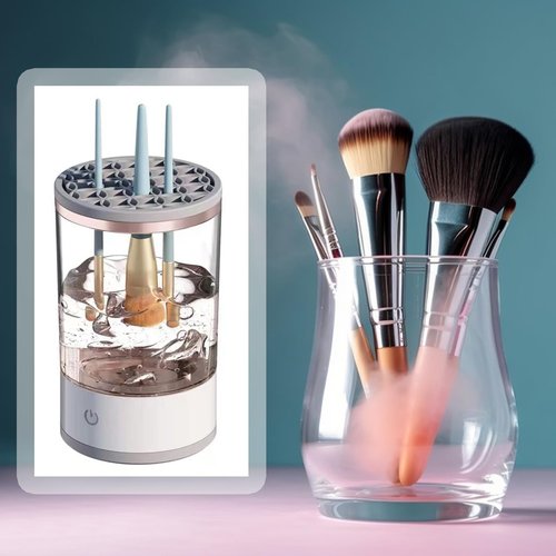 Beauty Swirl Cosmetic Brush Cleaner, 2025 New Automatic Makeup Brush Cleaner, Portable Electric Makeup Brush Cleaner (Transparent (Plug-in Model))