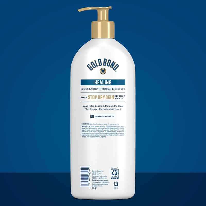 Gold Bond Healing Hydrating Body Lotion - Aloe Moisturizer for Dry Skin | 24-HR Non-Greasy Formula, 24 Oz Pump