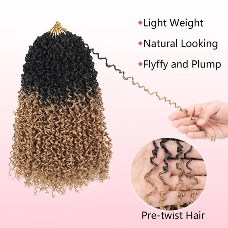 Fovbuty Pre-twisted Yanky Twists Crochet Braiding Hair 8inch Ombre Blonde Short Passion Twists Crochet Hair Pre-looped Curly Crochet Braids Hair Extensions for Butterfly Locs 1B/27#-9packs