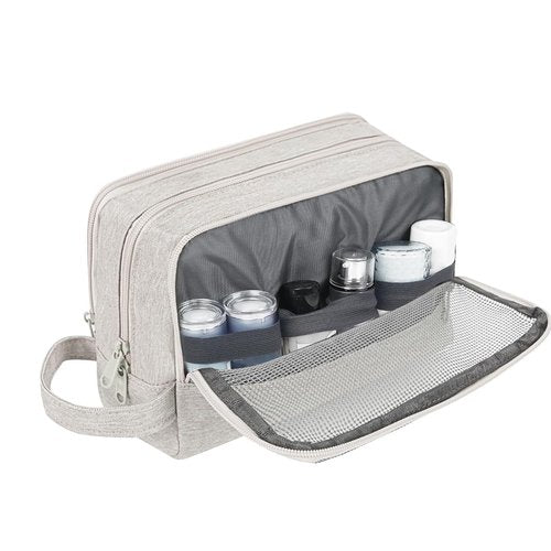Toiletry Bag for Men Hanging Dopp Kit Water Resistant Shaving Bag Small Toiletry Bag for Traveling (Denim Pure Beige)