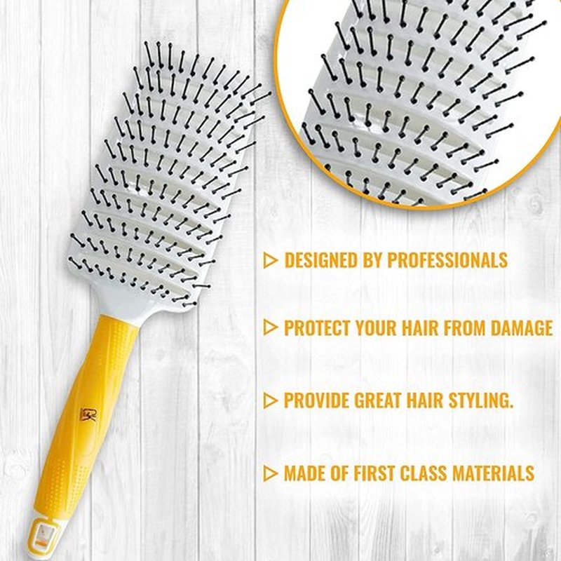 GK HAIR Global Keratin Professional Curved Vented Brush 3 Inch for Blow Drying Styling Detangling Vent Brush with Pin Bristles & Non Slip Grip for Long Curly Tangled Straight & Thick Hair - Unisex