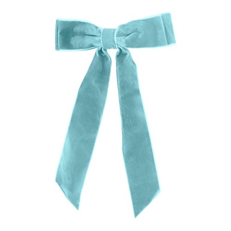 6 inch Hair Bow Velvet Hair Clip with Tails (Light Blue)