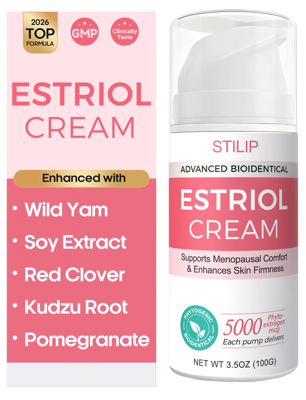 STILIP Estrogen Cream for Women–Estriol Cream for Women Menopause Support, Hydrating Phytoestrogen Moisturizer with Pueraria Mirifica & Soy Isoflavones, Firms Skin and Hormone Balance, 3.5 oz