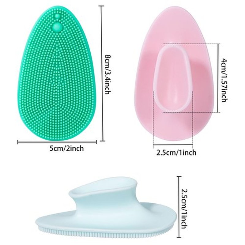 4 Pcs Silicone Face Scrubber, Beomeen Facial Cleansing Brush Soft Silicone Facial Exfoliation and Massage Brush Blackhead Scrubber for Men and Women (Green+ Blue+ Rose+ Pink)