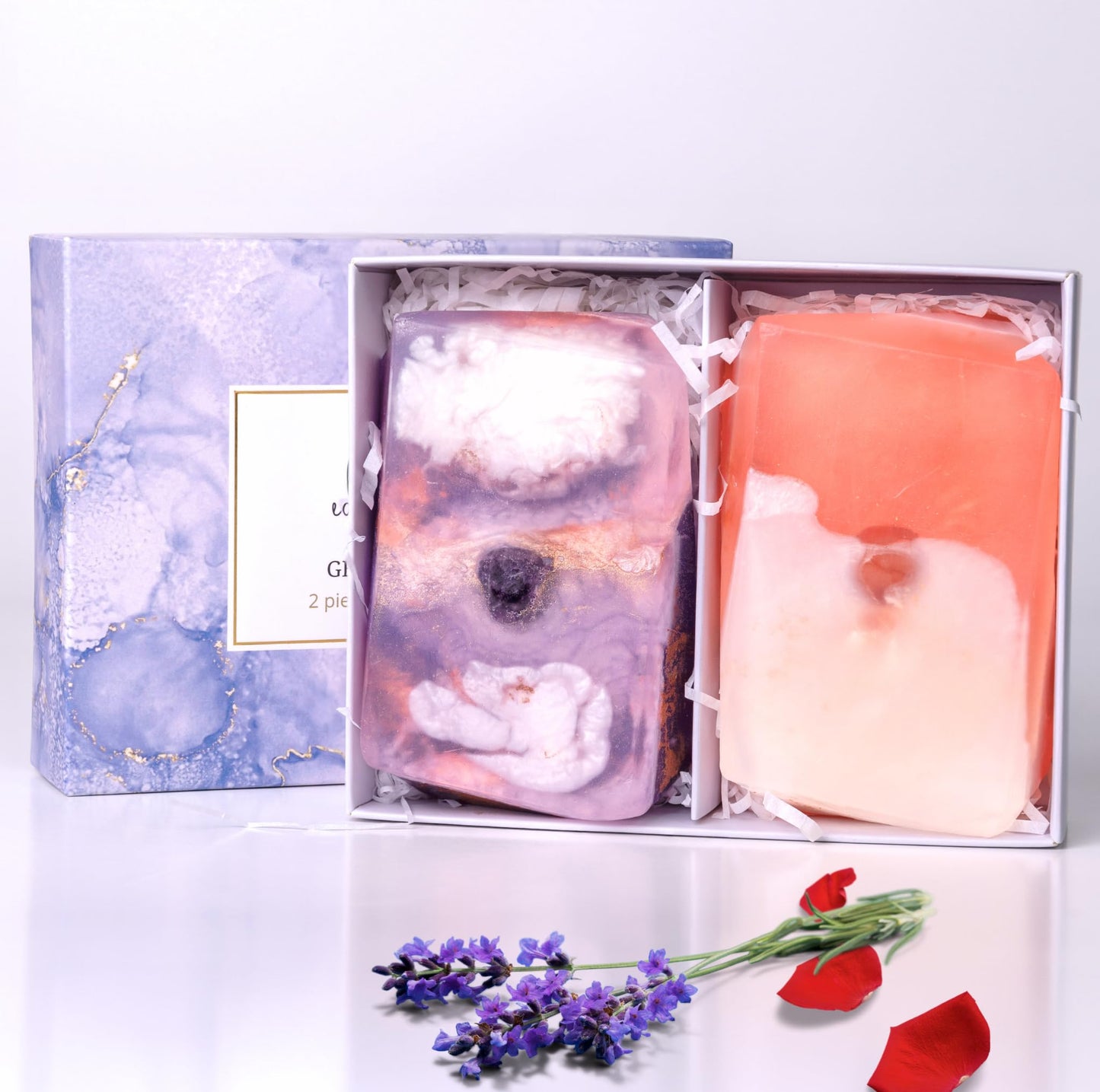 Earth & Home Rock Soap Gift Set of 2- Mothers day Gift- Decorative Scented Gemstone Soap with Crystals Inside- with Natural Ingredients & Essential Oil