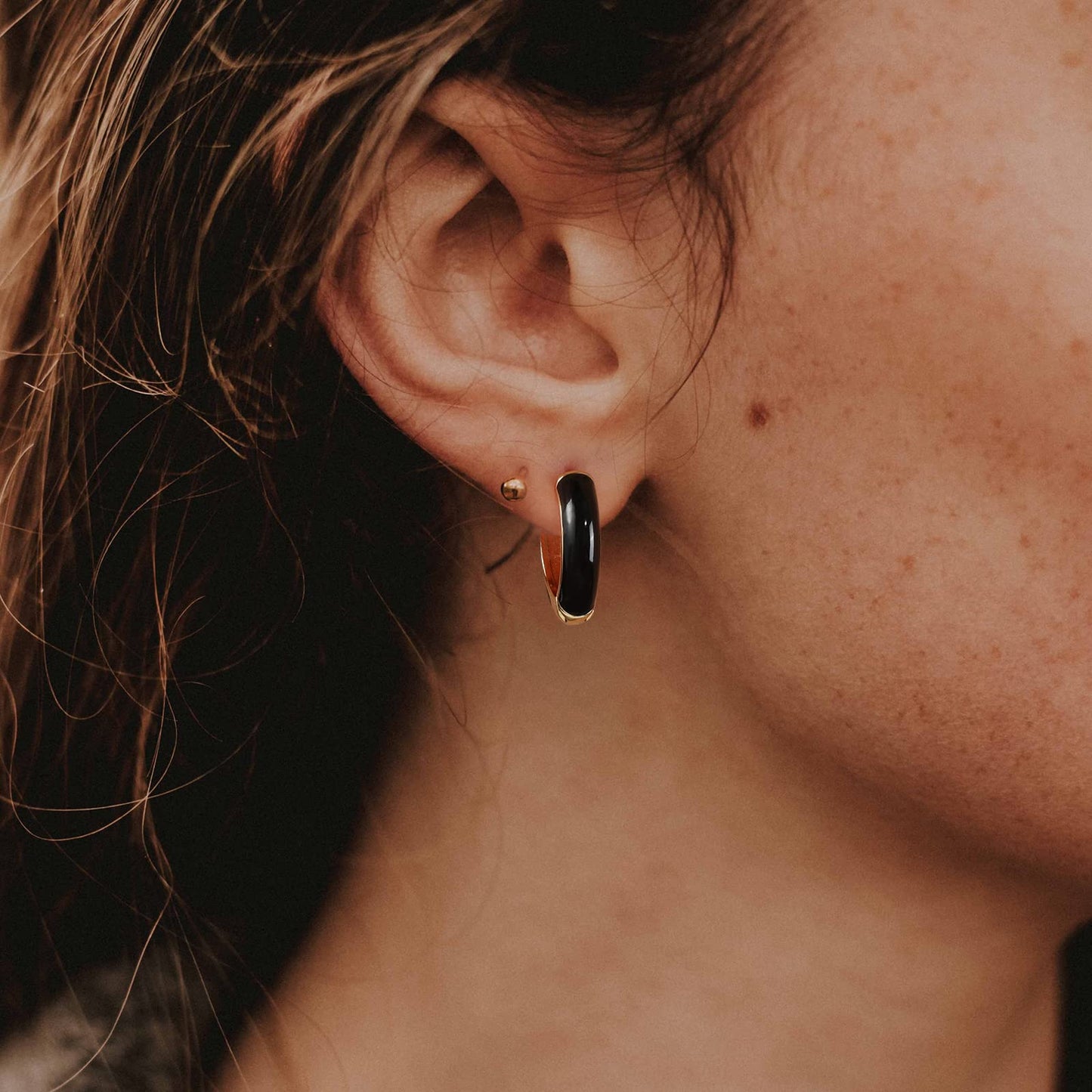 Lourny Small Hoop Earrings for Women, Cute Enamel Huggie Earring