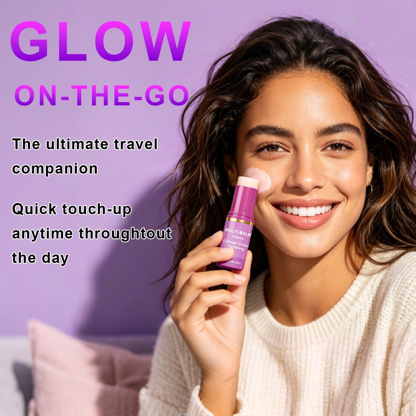 Josmon 2 PCS Multi Balm, Volume Multi Balm Stick, Collagen Moisturizing Stick for Face, Eyes, Neck, Lips, Hydrating And Firming Skin, For Most Skin Types,Violet
