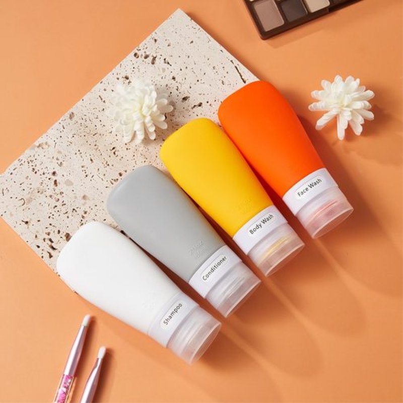 INSFIT Travel Bottles for Toiletries, TSA Approved 2oz Travel Size Bottles Leak Proof Travel Containers for Toiletries, BPA Free Refillable Travel Accessories for Shampoo Body Wash Liquids Orange