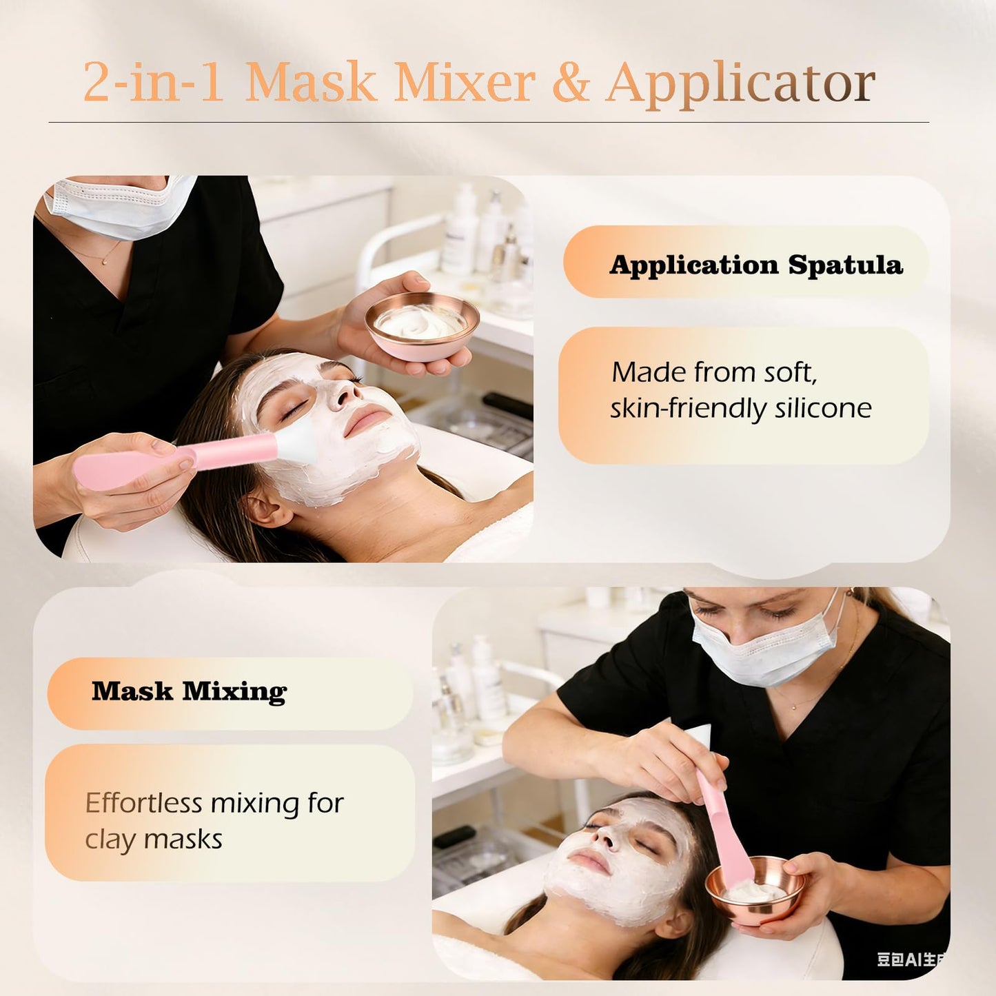 YBSAHLYY 9Pcs Esthetician Supplies kit - 3 Mask Mixing Bowls , 3 Fan Esthetician Brushes & 3 Mask Brushes for Sleepover & Spa Night Celebrations (Rose Gold)