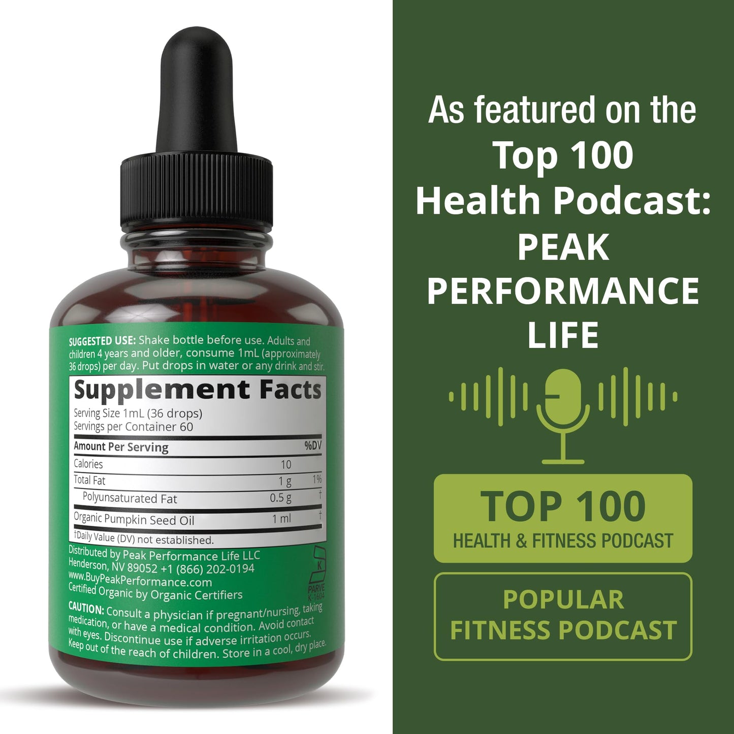 Pumpkin Seed Oil. USDA Organic Vegan Liquid Drops Extract for Women and Men. Supplement for Hair Growth, Skin Health, UT, Prostate Support. Zero Sugar, Gluten Free. Take Orally No Capsules