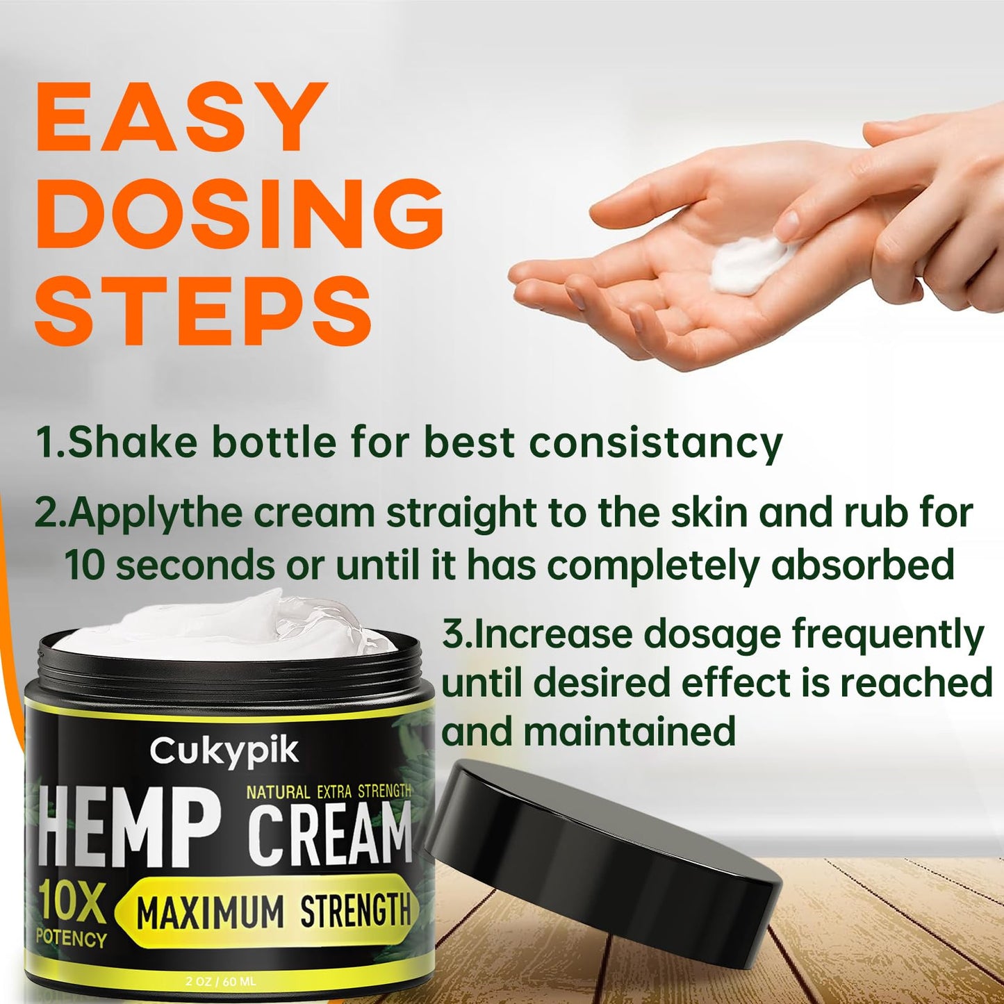 JUYIHEAL 2 Pack Hemp Cream - Hemp Oil & Arnica Cream，All Natural Instant Menthol 2oz