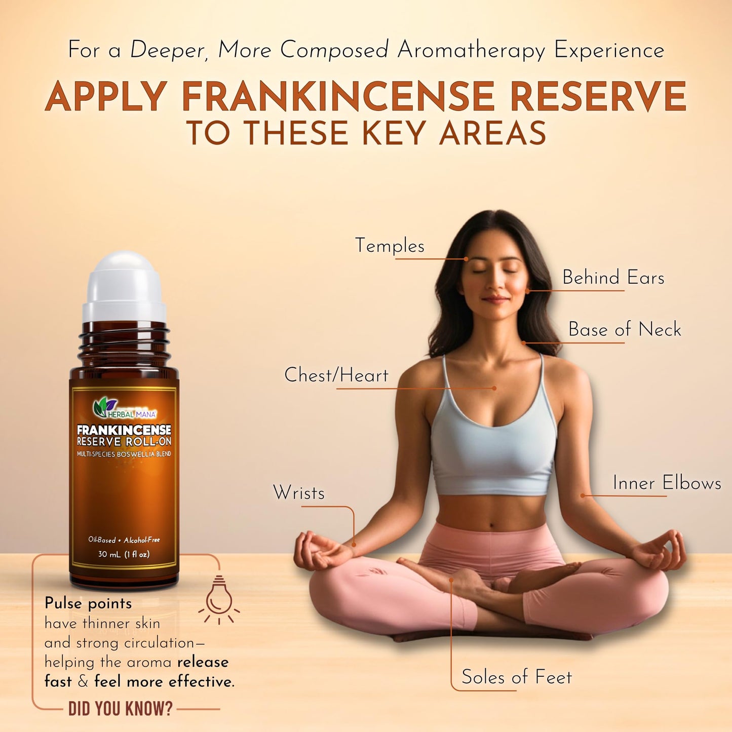 Frankincense Reserve Essential Oil Roll-On, 30mL (1 fl oz) – Deep Resin Blend with CO2 Extracts – Pre-Diluted in Fractionated Coconut Oil (FCO) – Oil-Based, Alcohol-Free Aromatherapy Roller